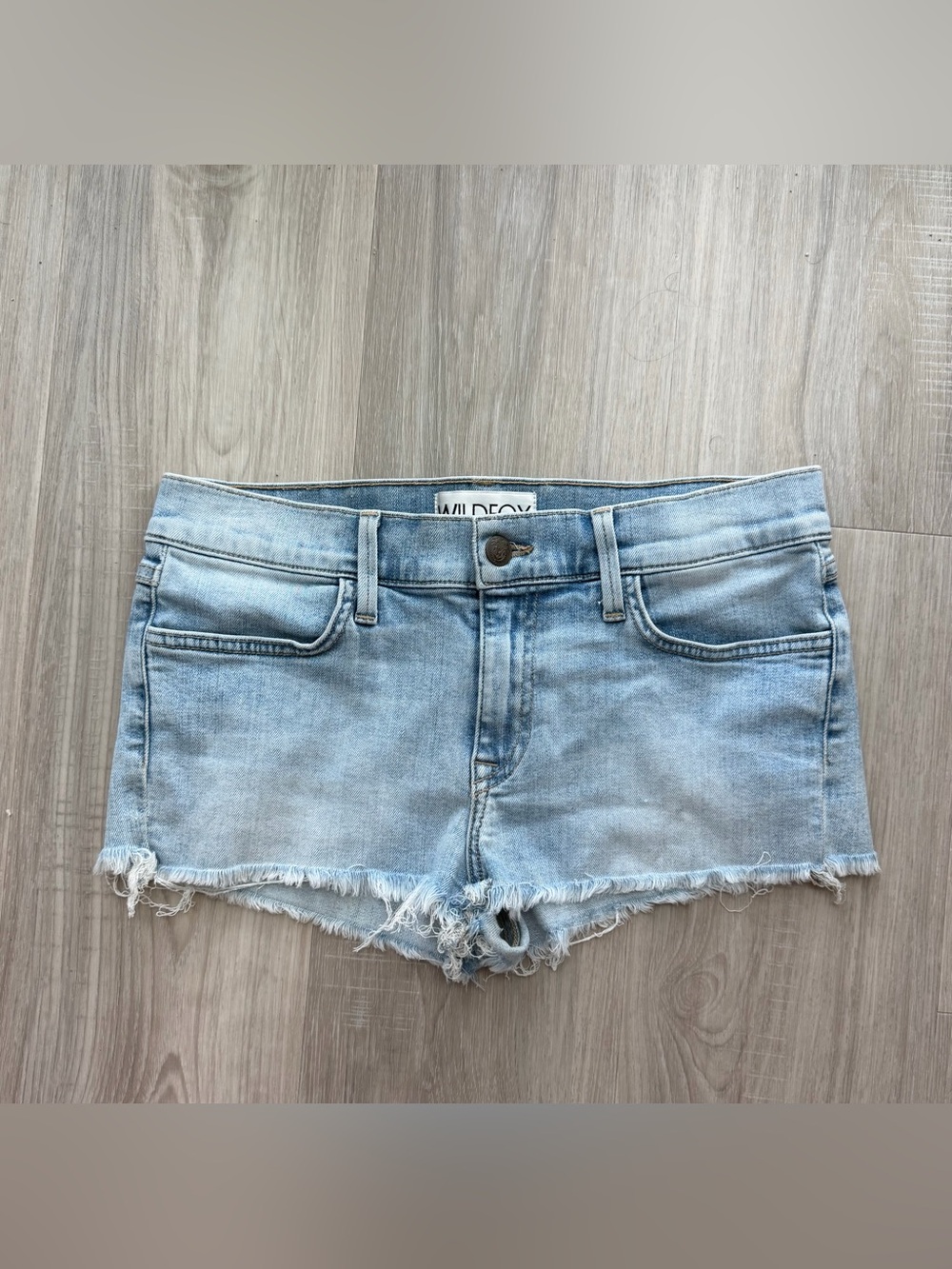 Wildfox Light Blue Denim Shorts with Branded Waistband